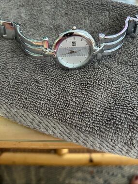 Silver Tone Mesh Accent Bracelet Watch